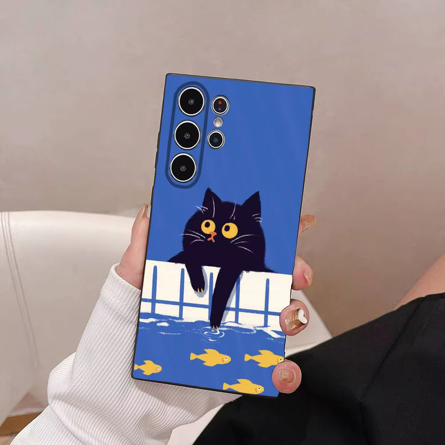 Handyhülle mit Comic-Katzen-Design für Samsung Galaxy S25 S24 S23 S22 S21 S20 Plus 5G, mattiert und rutschfest, Farbe: Blau - Bild 3