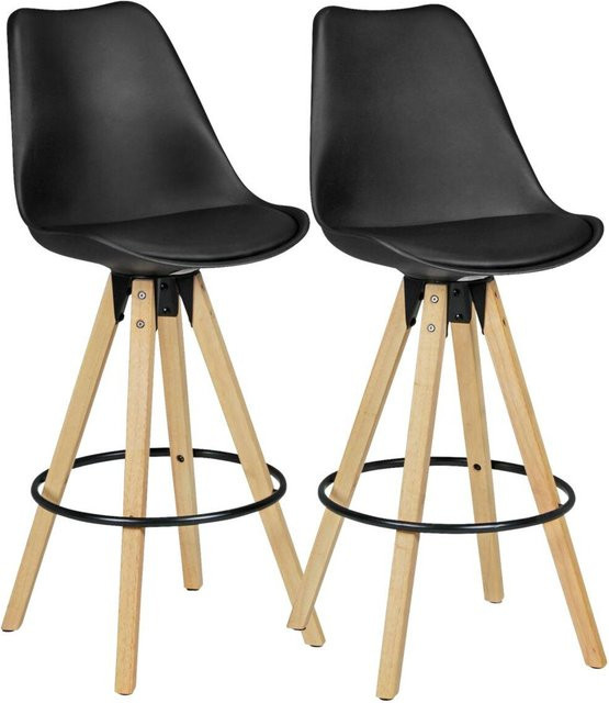 2er Set Barhocker Wohnling in Schwarz aus Kunstleder im skandinavischen Design B/H/T: 44 x 112 x 39 cm - Bild 2