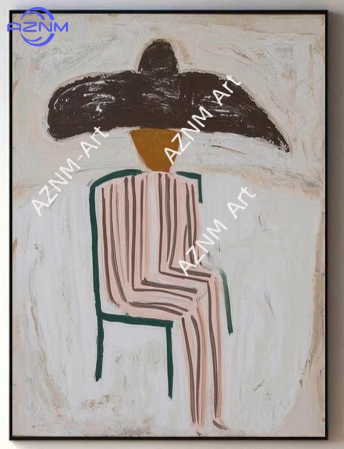 AZNM Abstraktes Paar-Ölgemälde Set aus Leinwand, Moderne Cowboy-Kunst in Mehrfarbig, 2er-Set - Bild 2