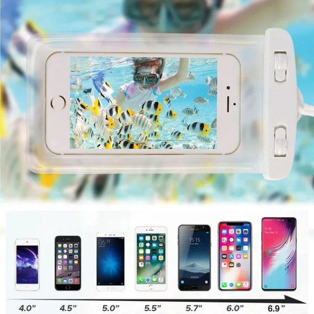 Universelle wasserdichte Handyhülle in Blau und Transparent für iPhone und Galaxy Modelle - Bild 1