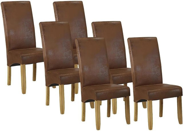 Vente-unique Stuhl Santos in Schokobraun mit Microfaser und Massivholz aus Pinie und Esche - Bild 1