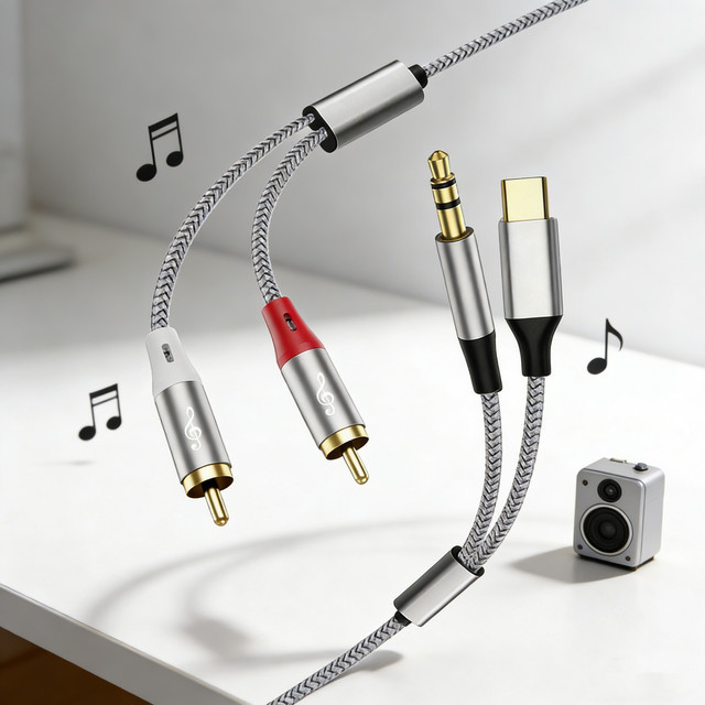 3,5mm auf Dual RCA Stereo-Audiokabel in Silber für Hi-Fi Stereoklang, universell für TV, Handy, Autoradio und Heim-Audio - Bild 1