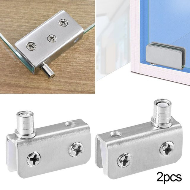 Odavis 2er-Set Glas-Pivot-Scharnier aus Edelstahl in Silber für Schranktüren - Bild 1