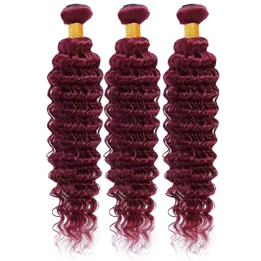 mayfive Haar Extensions, Brasilianisches Remy Haar, Burgund, Lockig, Unisex - Bild 2
