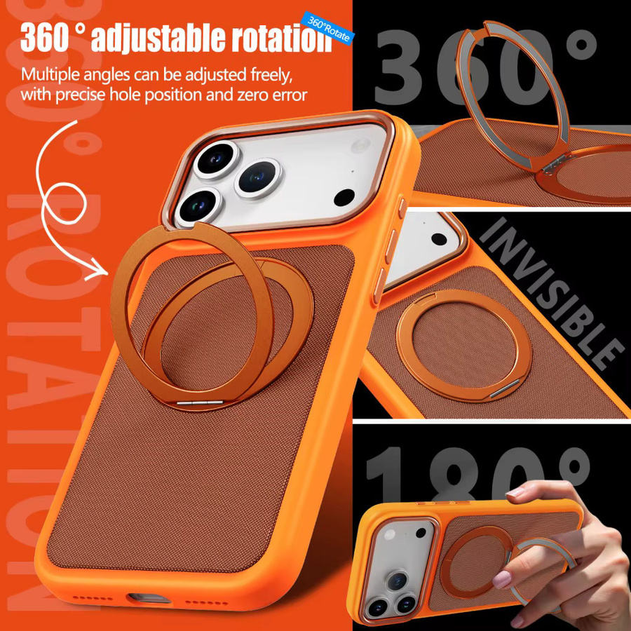 DO AS YOU WISH Magnetische Stoff-Hülle für iPhone mit Ringhalter in Orange - Bild 3