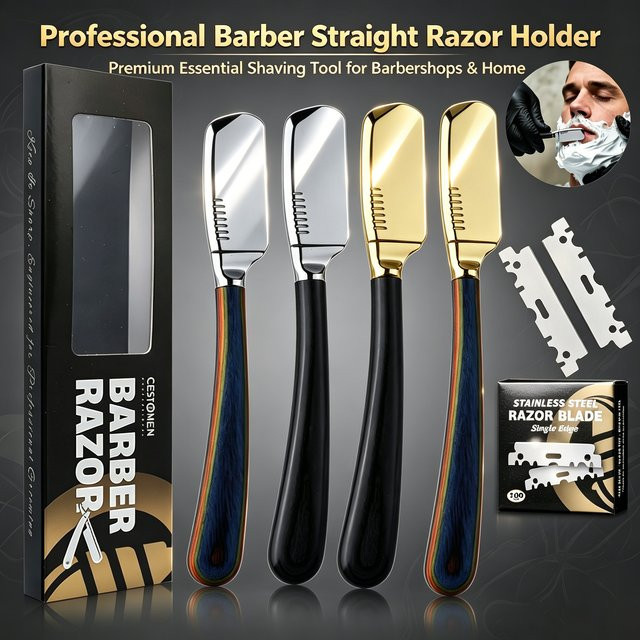 CestoMen Rasiermesser mit Holzgriff, Edelstahl, Herren - Bild 1
