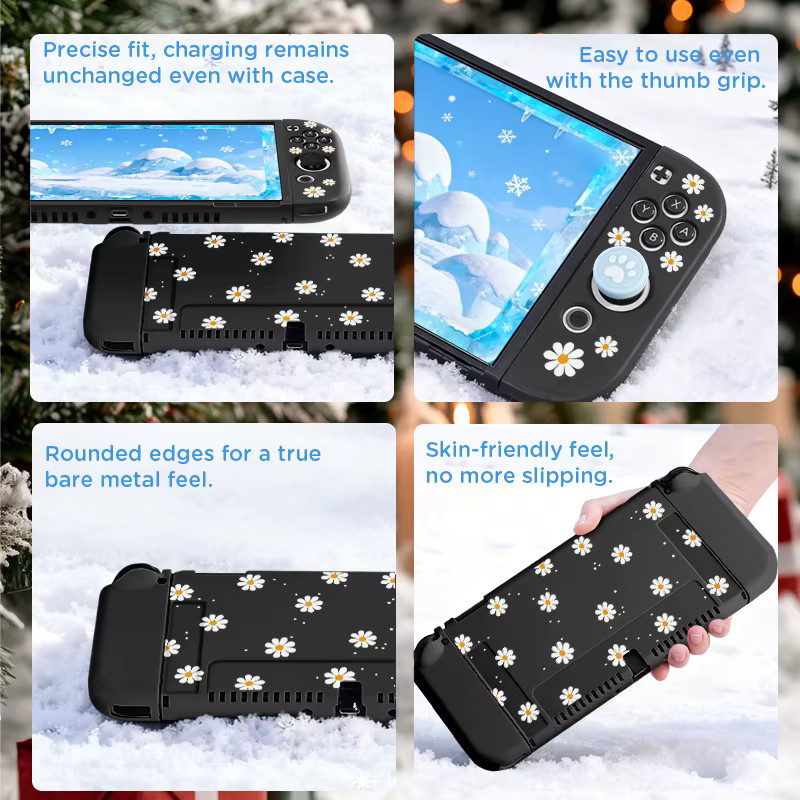 Silikon-Schutzhülle im Weihnachtsdesign für Nintendo Switch und Switch OLED Joy-Con in Schwarz - Bild 2