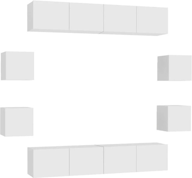 vidaXL 8-teiliges TV-Schrank-Set Weiß aus Holzwerkstoff für das Wohnzimmer - Bild 1