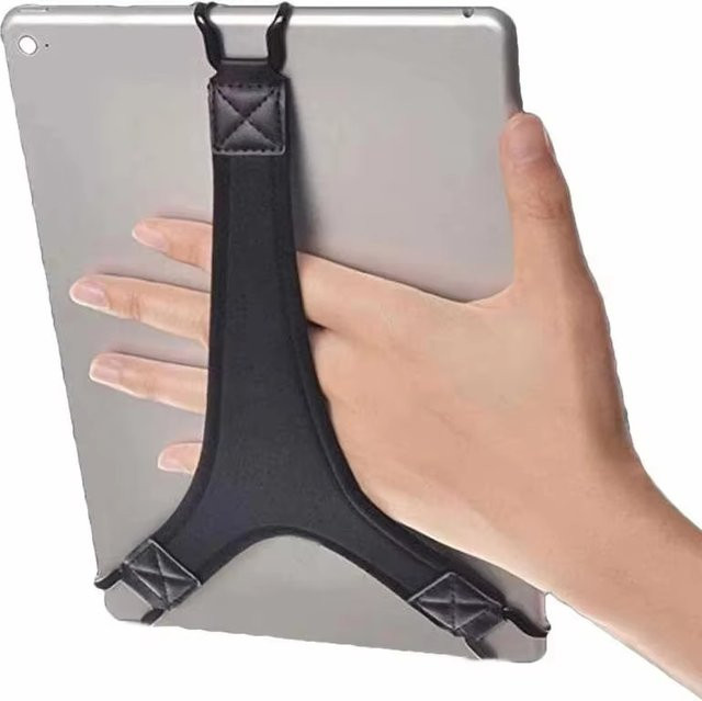 Weicher Handschlaufenhalter für Tablets und iPad 9-10 Zoll in Schwarz, universelle Handbedienungsgurte und rutschfeste Fingerschlaufe als iPad-Zubehör - Bild 1