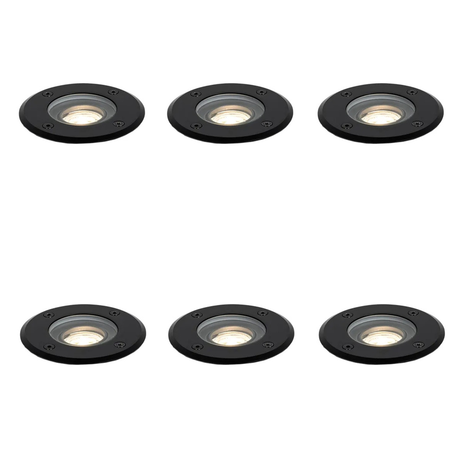 QAZQA Set mit 6 modernen Außen Boden-Spotlights in Schwarz, verstellbar, IP65, ideal für Garten und Terrasse - Bild 2