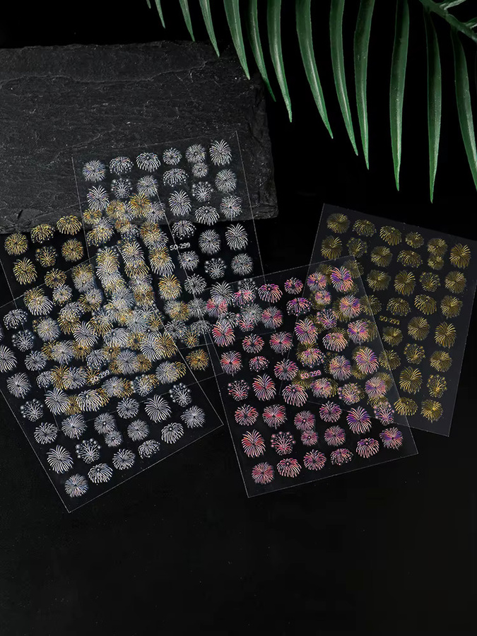 Aurora Feuerwerks-Nagelaufkleber, buntes Gold-Silber, Damen - Bild 4
