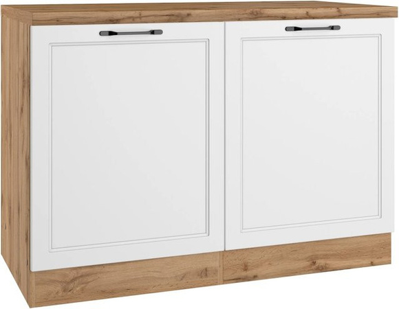 Held Möbel Küchen Spülenschrank Kempten in Landhaus Optik, Breite: 120 cm, Weiß/Wotan