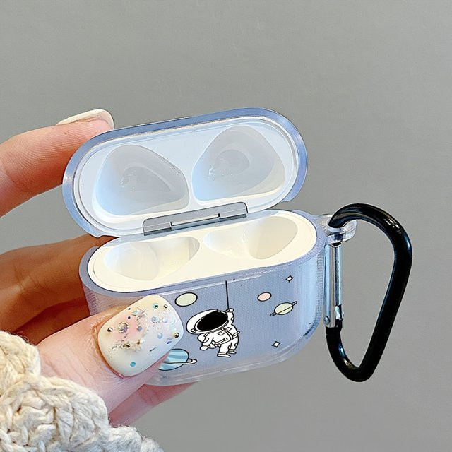 Kopfhörerhülle mit Astronautenmuster und D-Ring für Apple AirPods 2, 3, 4, 4 Pro und AirPods Pro - Bild 1