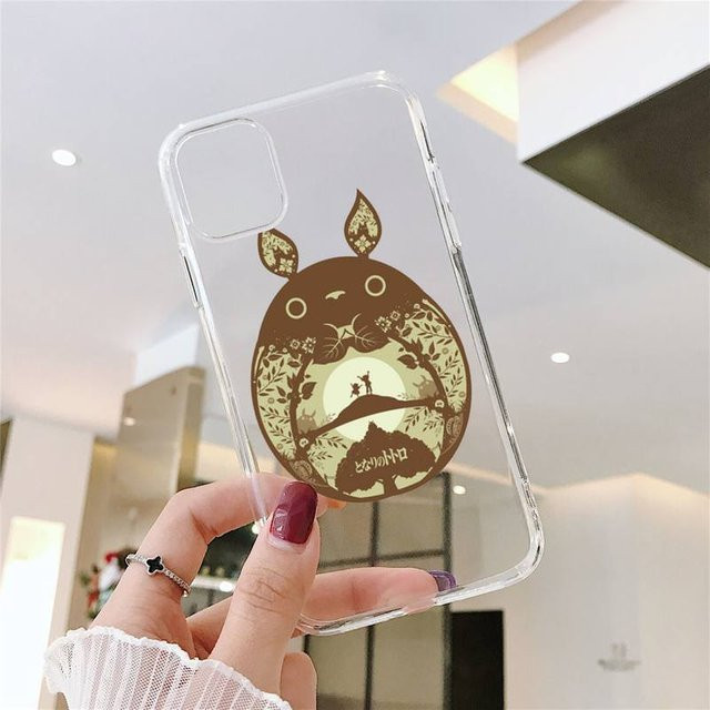 Transparente Handyhülle mit Ghibli Totoro und Sprite Away Motiv für iPhone Modelle - Bild 1