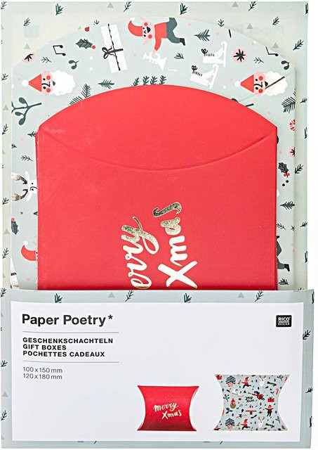 Rico Design Paper Poetry Geschenkschachteln Jolly Christmas Classic in Rot und Grün, 6 Stück - Bild 1