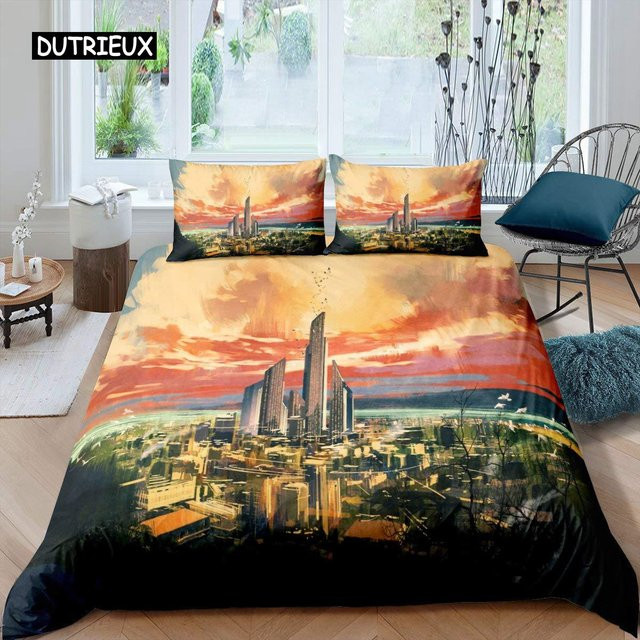 Bettwäsche-Set Binchi Outdoor Product mit New York City Nachtansicht aus Mikrofaser, Mehrfarbig, B/H: 135 x 200 cm - Bild 1