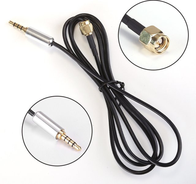 AISANRAY RG174 RF-Koaxial-Patchkabel mit SMA-Stecker auf 3,5-mm-Stereo-Klinke, 50 Ohm, Schwarz - Bild 1