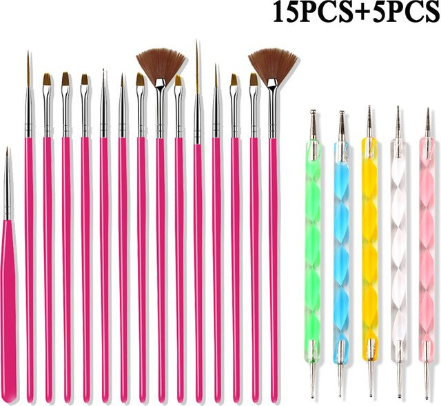 Limegirl Nail Art Pinsel Set, 20 Stück, Weiß - Bild 1