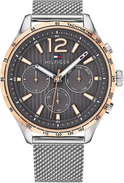 Tommy Hilfiger Chronograph Herrenuhr, Edelstahl, Quarz, 44 mm, grau - Bild 1