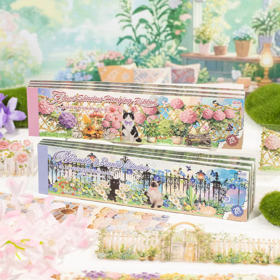 JIANQI Vintage-Streifenaufkleber aus Papier, 28 Stück, Mehrfarbig, Retro-Dekoraufkleber für Scrapbooking und Bastelbedarf - Bild 1