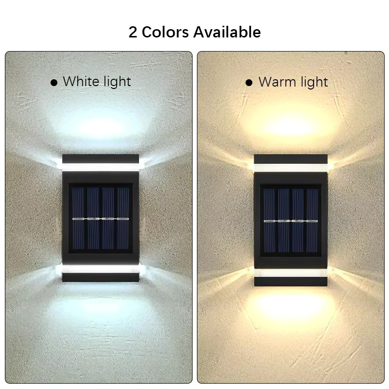 SHENZHITECH Solar-LED-Wandleuchte in Schwarz mit warmweißem Licht für Außenbereich und Garten - Bild 3