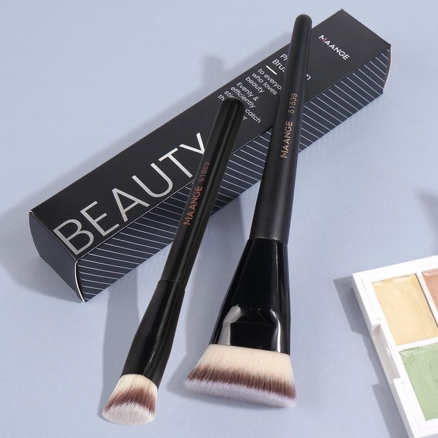 Maange Make-up Pinsel Set, Flach/Winkel, Foundation und Kontur, 2 Stück - Bild 1