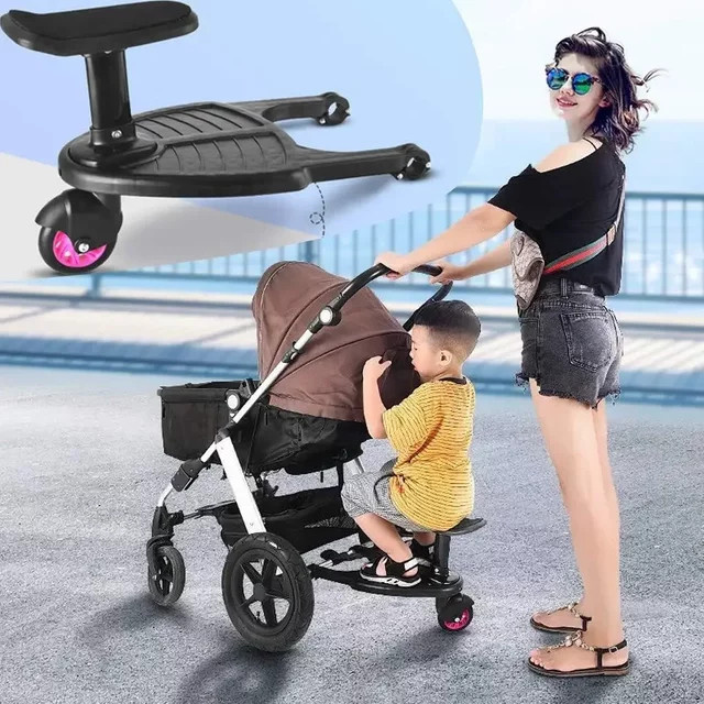 DHDH Kinderwagen-Pedaladapter und Anhalter-Stehplatte für zwei Kinder in Schwarz - Bild 1