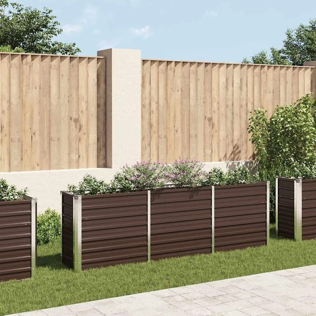 Furnicato Garten-Hochbeet aus verzinktem Stahl in Braun, B/T/H: 240 x 40 x 77 cm - Bild 1