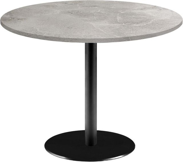 RestooTab Tisch Rome XL rund in Hellgrau mit Dekosteinen, H: 73 cm, Ø: 120 cm - Bild 1