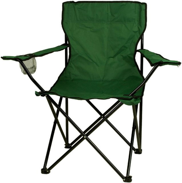VCM Campingstuhl grün mit Armlehnen und Getränkehalter aus Stahlrohr, H: 90 cm, B: 47 cm, T: 47 cm - Bild 1