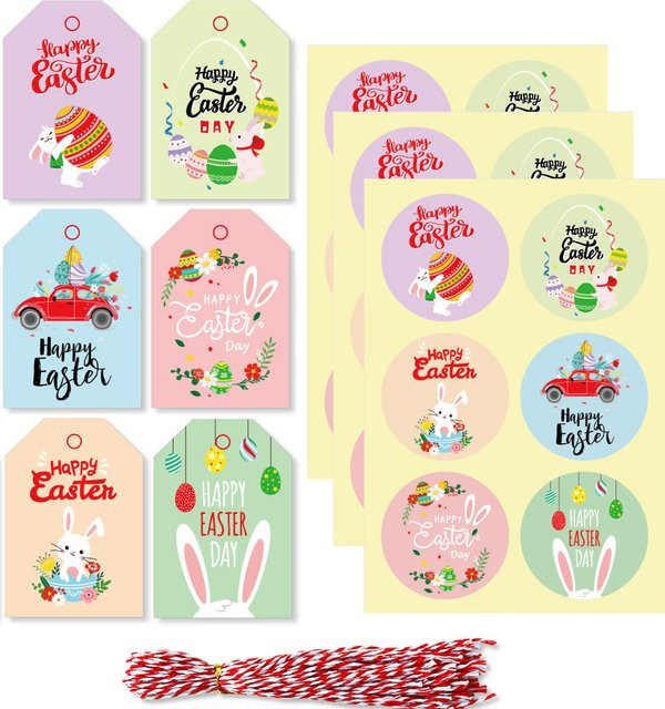 Tissy Ostern Hänge-Tags aus buntem Papier für deine DIY Geschenke und Party Dekorationen - Bild 1