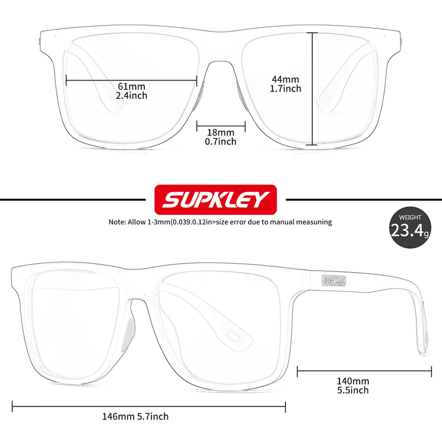 Supkley Sportsonnenbrille, Vollrand, Square, Kunststoff, Schwarz, Herren - Bild 3