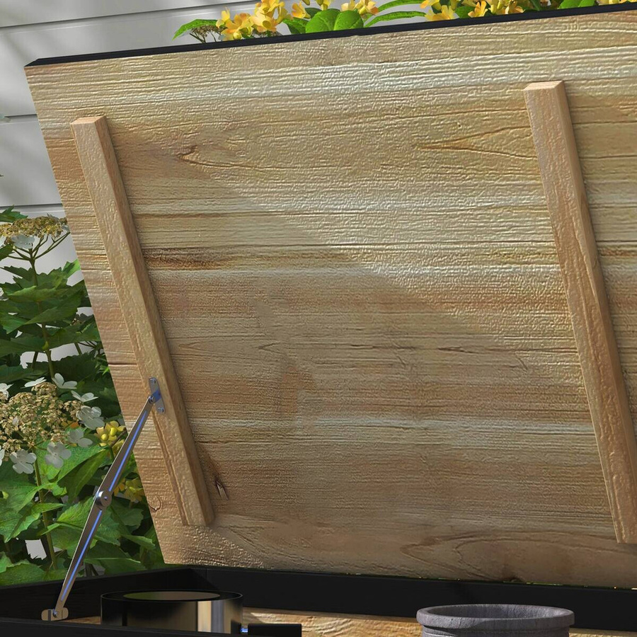 Outsunny Aufbewahrungsbox aus Fichtenholz in Natur mit Rollen, B/H/L: 50 x 100 x 43 cm - Bild 4