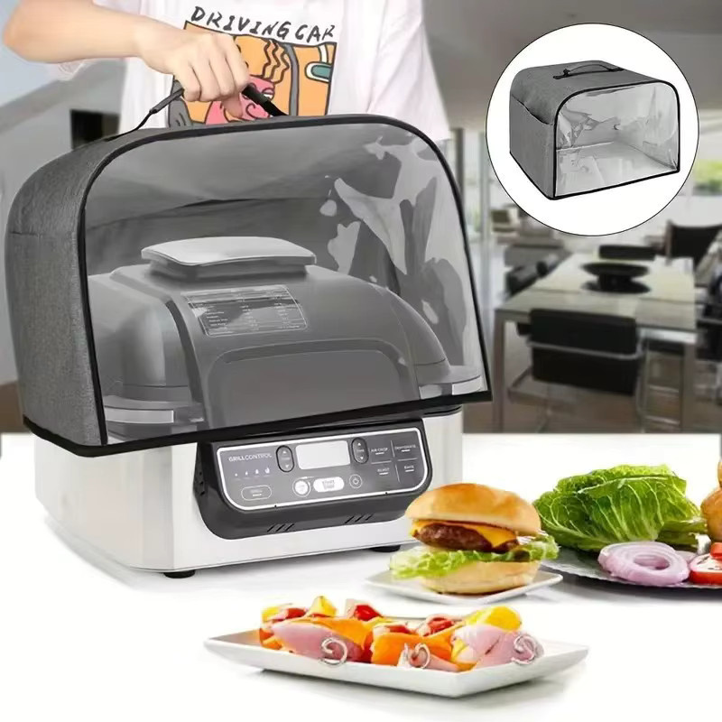 Ninja Staubschutzhülle für Brotbackautomaten und kleine Haushaltsgeräte in Grau mit transparentem Sichtfenster - Bild 3