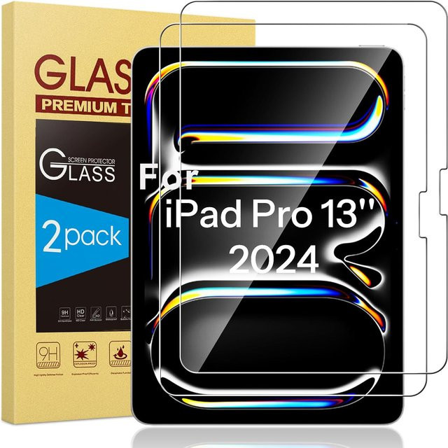 2 Stück Displayschutz aus gehärtetem Glas für Apple iPad Pro 13 Zoll 2024 M4, transparent - Bild 1