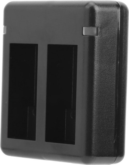 Tragbares Dual-Port Kamera-Akkuladegerät Doppelkanal-Ladestation für GoPro in Schwarz mit USB-C und Micro-USB Anschluss - Bild 1