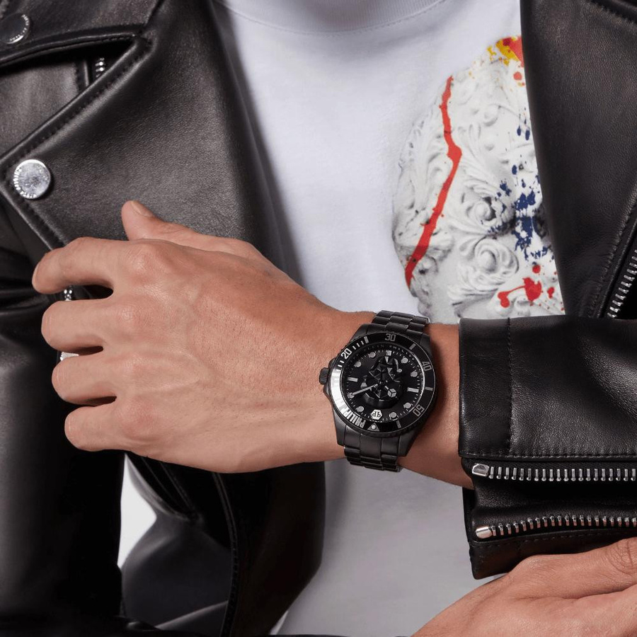 Philipp Plein Herrenuhr, Quarz, Edelstahl, Schwarz, 44 mm, 10 ATM - Bild 3