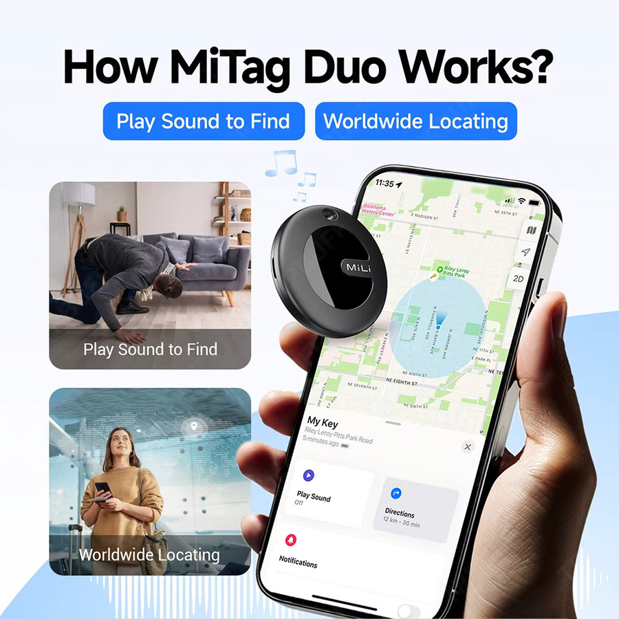 TPBUFF Dual System GPS Tracker für iOS und Android mit Bluetooth und Google Unterstützung, tragbarer Anti-Verlust Alarm Tracker in Schwarz oder Weiß - Bild 3