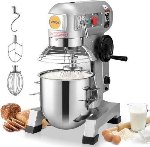 VEVOR Kommerzieller Standmixer mit 18,7 l Volumen, 1100 W Leistung, 3 Geschwindigkeiten und 3 Mixaufsätzen, Silber - Bild 1