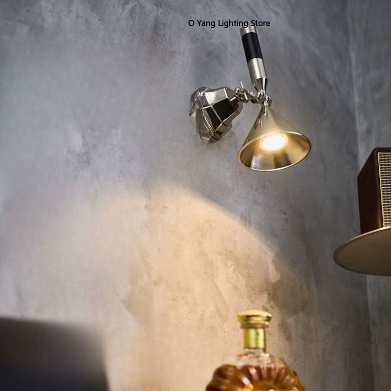 JIANKEXING Industrielle LED-Wandlampe aus Metall in Silber, verstellbarer Wandstrahler mit GU10 Fassung für Schlafzimmer und Flur - Bild 4