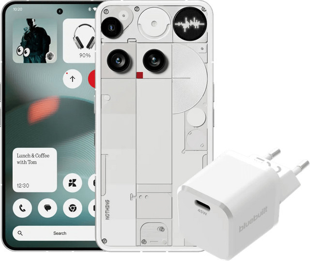 Nothing Phone (3) Smartphone 256GB Weiß 5G mit BlueBuilt 45W USB-C Ladegerät - Bild 1