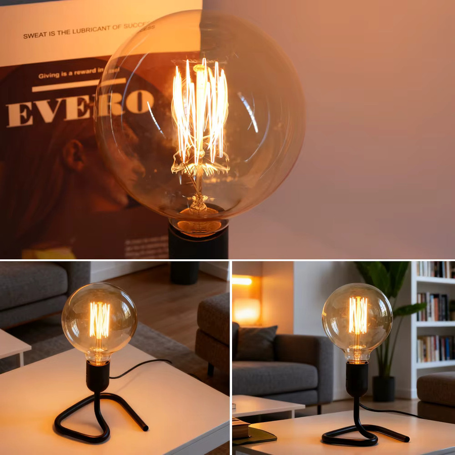 PARKSON Vintage Tischlampe aus Holz mit E27 Fassung im Retro-Design für Schlafzimmer und Nachttisch - Bild 6