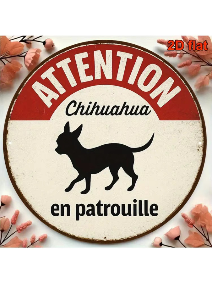 CIFBUY Vintage Metallschild Französische Bulldogge und Chihuahua Warnschild Wanddekoration, B/H: 20,32 x 20,32 cm, Mehrfarbig - Bild 5