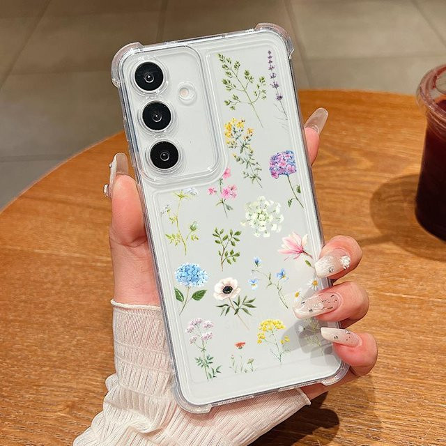 Bunte Blumen Handyhülle aus transparentem TPU für Samsung Galaxy S25 Ultra, S24, S23, S22 und weitere Modelle - Bild 1