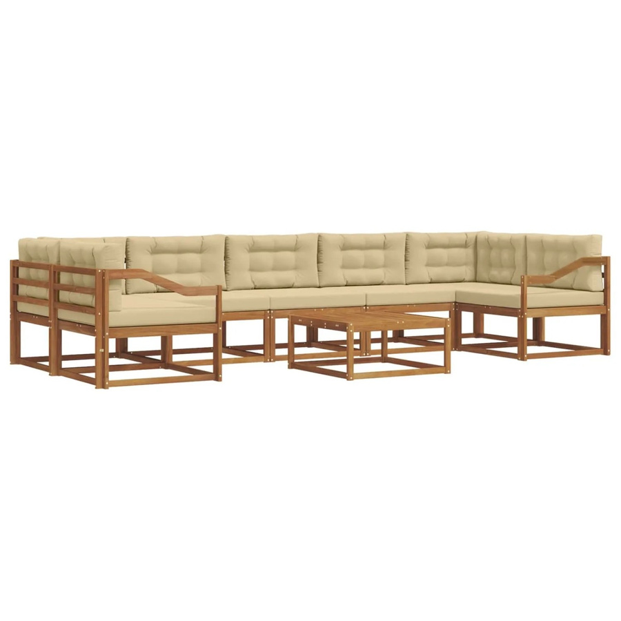 vidaXL Outdoor-Sofagarnitur L-Form aus Akazienholz mit 8 Kissen in Natur und Beige - Bild 2