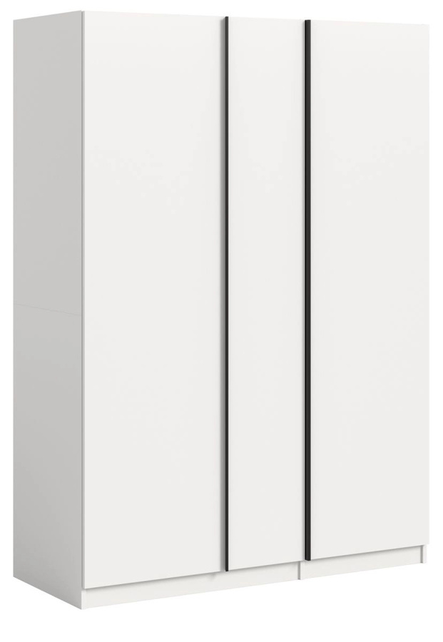 3-türiger Kleiderschrank Girona in Weiß, modern mit Kleiderstange, B/H: 130 x 183 cm - Bild 3