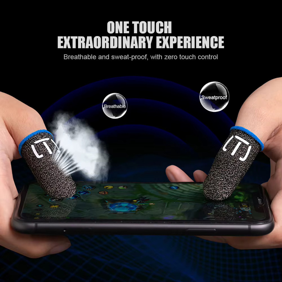 APWIKOGER Gaming Finger Sleeves Anti-Rutsch Fingerspitzen-Abdeckungen aus Faser in Schwarz für Mobile Games - Bild 2