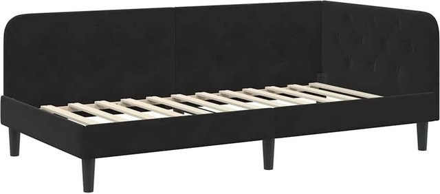 vidaXL Eckbettgestell mit Kopfteil in Schwarz aus Samt, B/T/H: 140 x 194 x 94 cm - Bild 1