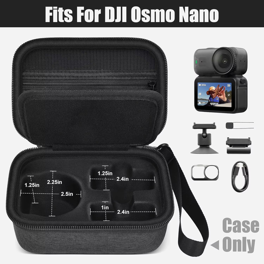 Kasfoti Schutzhülle für DJI Osmo Nano, kompakte Kamera-Aufbewahrungstasche in Schwarz mit SD-Kartenfach - Bild 2
