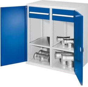 Kappes Schwerlastbeistellschrank Mod. 76 in Grau mit Doppelwandtüren, Regalböden, Schubladen und Schloss aus Stahl - Bild 1